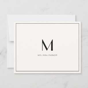 Modern Blush Minimalistisch monogram plat Bedankkaart