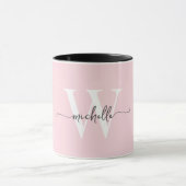 Modern Blush Monogram Naam Kalligrafie Script Mok (Midden)