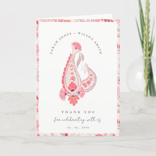Modern Blush Paisley Typography Photo Wedding Bedankkaart