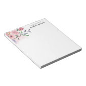 Modern Blush Pastel Pink Floral Waterverf Script Notitieblok (Schuin)
