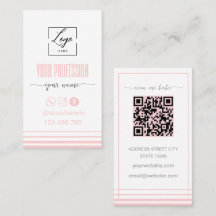 Modern Blush pink and white Logo Business Card