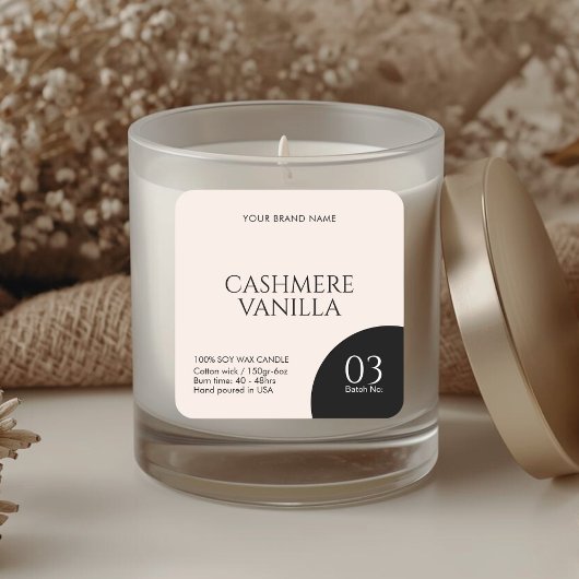 Modern blush pink black candle label sticker