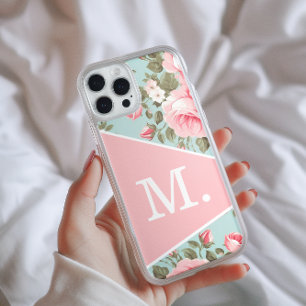 Modern Blush Pink Bloemmonogram iPhone 16 Pro Max Hoesje
