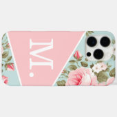 Modern Blush Pink Bloemmonogram Case-Mate iPhone Case (Achterkant (horizontaal))