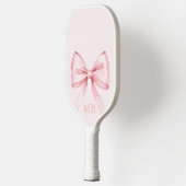 Modern Blush Pink Bow Initiaal Monogram Pickleball Paddle (Links)