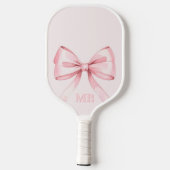 Modern Blush Pink Bow Initiaal Monogram Pickleball Paddle (Achterkant)