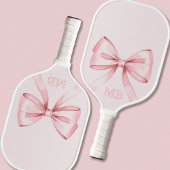 Modern Blush Pink Bow Initiaal Monogram Pickleball Paddle