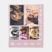 Modern Blush Pink Christmas 5 Fotocollage Fleece Deken (Voorkant)