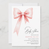 Modern Blush Pink Coquette Bow Baby shower Kaart (Voorkant)