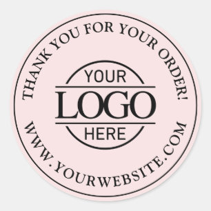 Modern Blush Pink Custom Business Logo Promotionee Ronde Sticker