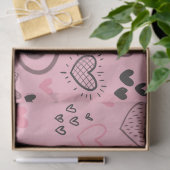 Modern Blush Pink Doodle Hearts Valentijnsdag Tissuepapier (Geschenk)