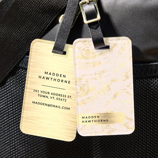 Modern Blush Pink Faux Gold Folie geborsteld metaa Bagagelabel