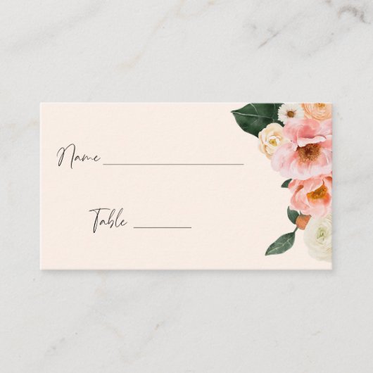 Modern Blush Pink Floral Wedding Plaatskaartje (Voorkant)