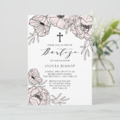 Modern Blush Pink Flowers Elegant Bautizo Kaart (Staand voorkant)