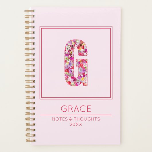 Modern Blush Pink Girly Floral Monogram Letter G (Devant)