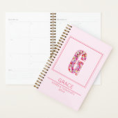 Modern Blush Pink Girly Floral Monogram Letter G (Devant avec enveloppe)