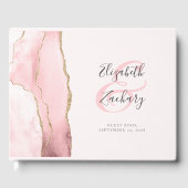 Modern Blush Pink Gold Agaat Script Gastenboek (Voorkant)