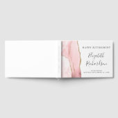 Modern Blush Pink Gold Agaat Script Pensioen Gastenboek (Volledig)