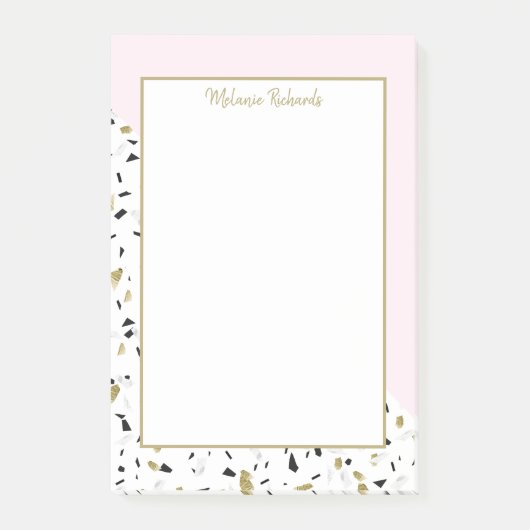 Modern Blush Pink Gold Marble Terrazzo Pattern Post-it® Notes (Voorkant)