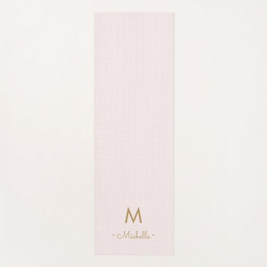 Modern Blush Pink Gold Script Monogram Yogamat (Voorkant)
