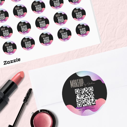 Modern Blush Pink Gradient Pattern Make-up Artist Ronde Sticker