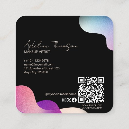 Modern Blush Pink Gradient Pattern Make-up Artist Vierkante Visitekaartje (Achterkant)