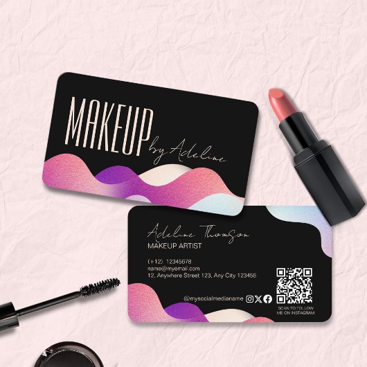 Modern Blush Pink Gradient Pattern Make-up Artist Visitekaartje