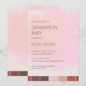 Modern Blush Pink Graduation Party Kaart (Voorkant / Achterkant)