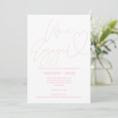 Modern Blush Pink Heart Engagement Party Uitnodigt Kaart (Staand voorkant)