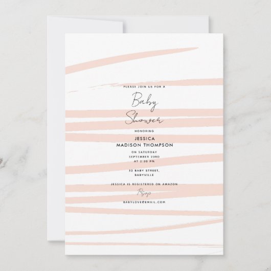 Modern Blush Pink Lines Abstract Art Baby shower Kaart (Voorkant)