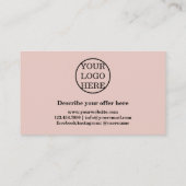 Modern Blush Pink Logo Business Reward Punch Klantenkaartje (Achterkant)