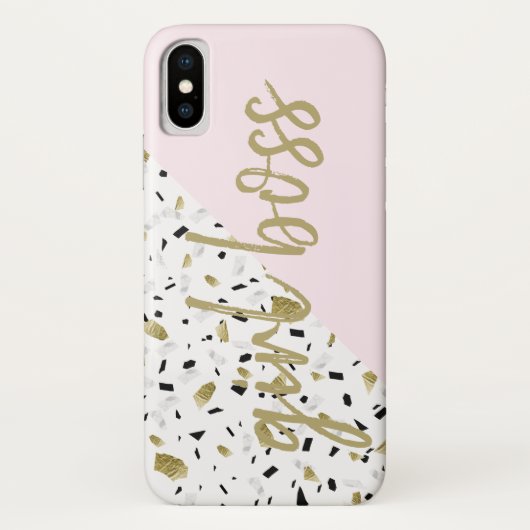 Modern Blush Pink Marble Terrazzo Girl Boss Case-Mate iPhone Case (Achterkant)