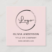 Modern Blush Pink met QR Code Social Media Vierkante Visitekaartje (Voorkant)