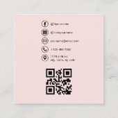 Modern Blush Pink met QR Code Social Media Vierkante Visitekaartje (Achterkant)