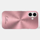 Modern Blush Pink Metal Monogrammed Case-Mate iPhone Case (Achterkant (horizontaal))
