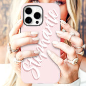Modern Blush Pink Minimal Script Naam Case-Mate iPhone Case