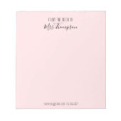 Modern Blush Pink Name Script vanaf het bureau van Notitieblok (Voorkant)