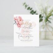 Modern Blush Pink Peonies Floral Wedding Invite (Staand voorkant)