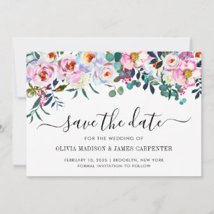 Modern Blush Pink Peony Floral Eucalyptus Weddensc Save The Date
