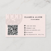 Modern Blush Pink QR Code Aangepaste Logo Visitekaartje (Achterkant)