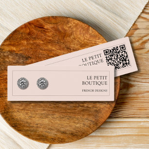 Modern Blush Pink QR Code Oorbel Display Mini Visitekaartjes