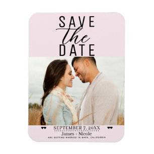 Modern Blush Pink Save the Date Wedding Photo Magneet
