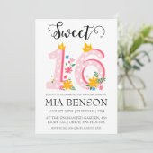 Modern Blush Pink Sweet 16 verjaardagsuitnodiginge Kaart (Staand voorkant)