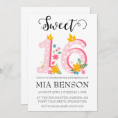 Modern Blush Pink Sweet 16 verjaardagsuitnodiginge Kaart (Voorkant / Achterkant)