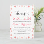 Modern Blush Pink Sweet 16 verjaardagsuitnodiginge Kaart (Staand voorkant)