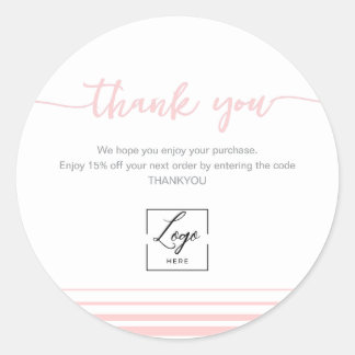 Modern Blush pink Thank You Order Inser Ronde Sticker