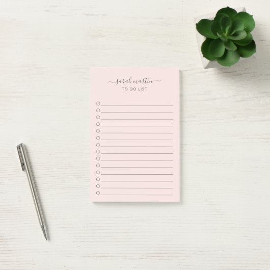 Modern Blush Pink To Do-lijst Elegant Post-it® Notes (Kantoor)