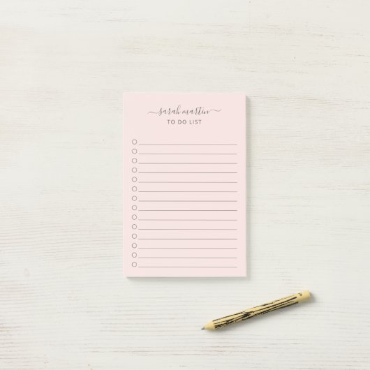 Modern Blush Pink To Do-lijst Elegant Post-it® Notes (Op bureau)