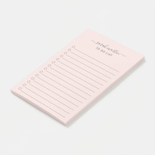 Modern Blush Pink To Do-lijst Elegant Post-it® Notes (Schuin)