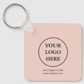 Modern Blush Pink Uw Logo-bedrijf Sleutelhanger (Voorkant)